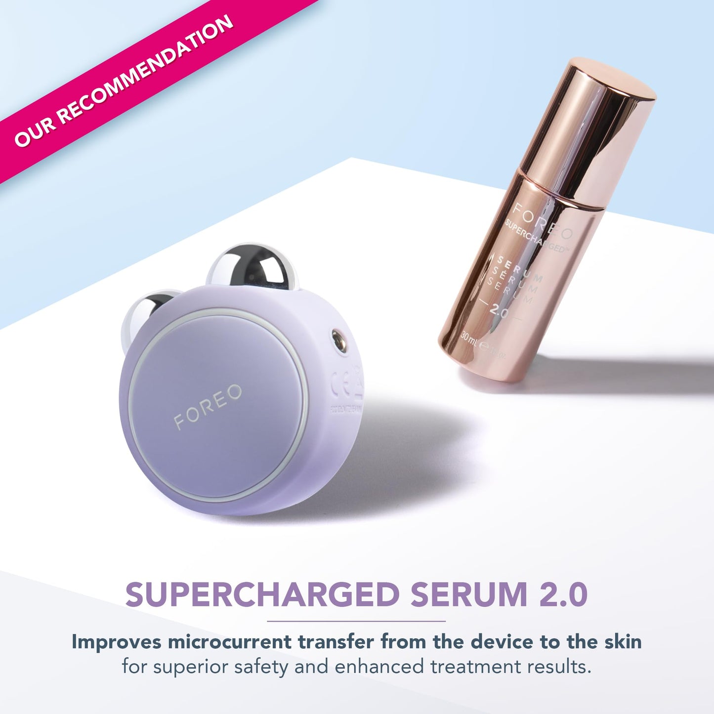 FOREO Bear mini App-Connected Microcurrent Facial Toning Device with 3 Intensities, Lavender