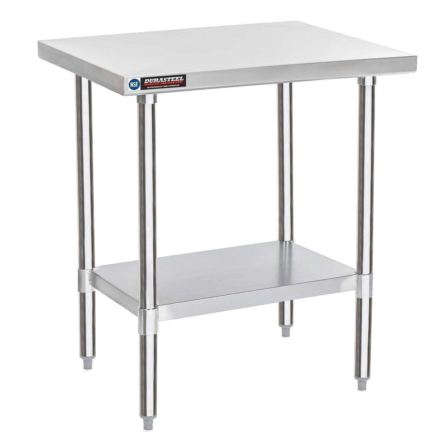 DuraSteel 24x30 Stainless Steel Work Table - NSF Commercial Prep Metal Table - Outdoor Pizza Oven Stand w/Under Shelf - Kitchen Island Laundry Utility Garage Microwave Stand Large Rolling Storage Cart