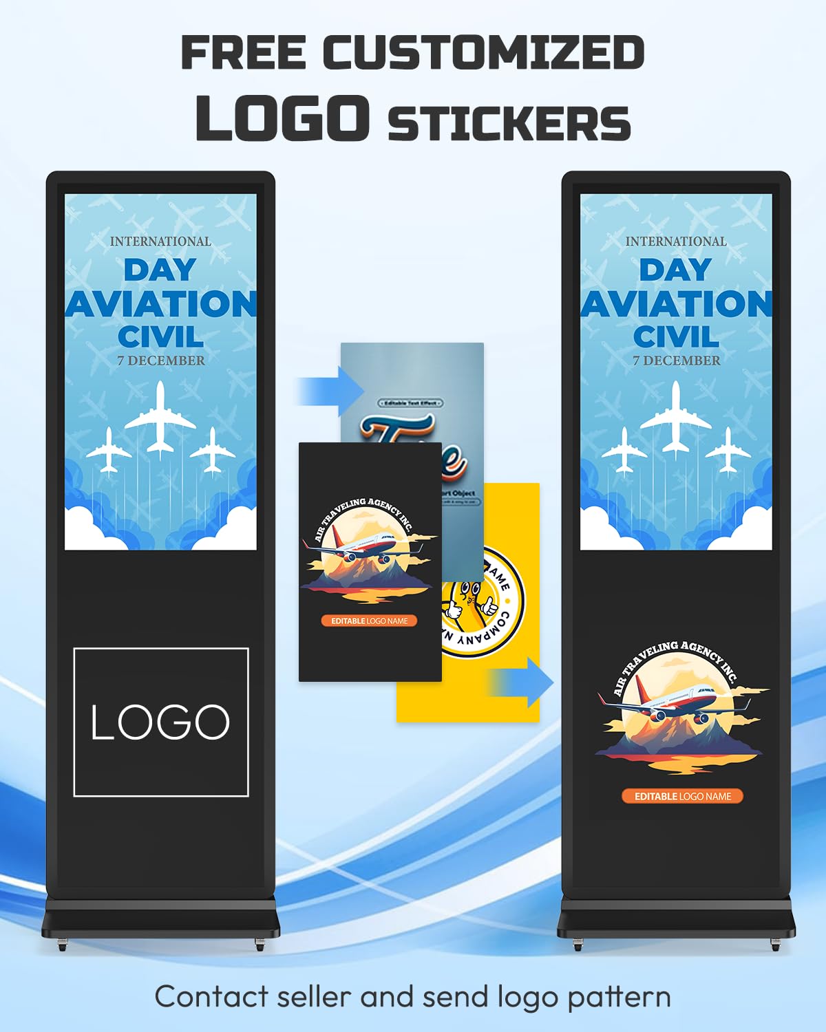 SIOXCFZ 32-inch Digital Signage Display, 2K LCD Touchscreen Indoor Floor Standing Digital Kiosk, Auto Media Player Advertising Display Poster with Android OS Remote Control, HDMI/WiFi/USB