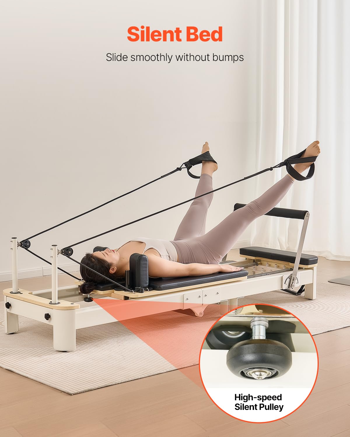 VEVOR Foldable Pilates Reformer Machine, Reformer Set with Sitting Box, Pilates Bed with Dual Resistance- Spring & Cord, for Advanced Users & Beginners Home Gym Studio, Up to 400 LBS