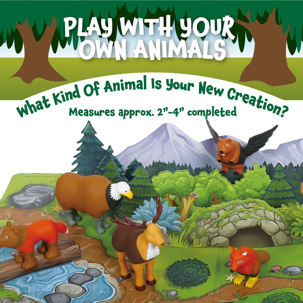 Popular Playthings Magnetic Animals for Toddlers 1-3, Mini Mix or Match Animal Toys, Set of 7 Gift for Kids - Forest Animals with Pop-up Playmat