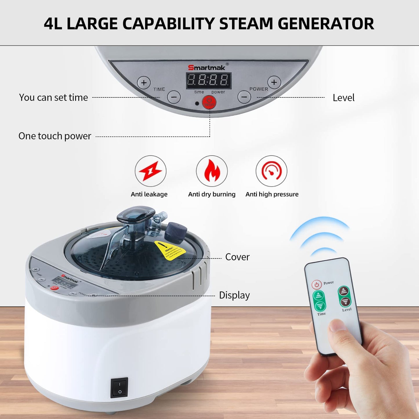 Portable Steam Sauna Set, Foldable One Person SPA Tent with 4L Larger Steamer,Remote Control, Weight Loss&Detox- BlackGrey