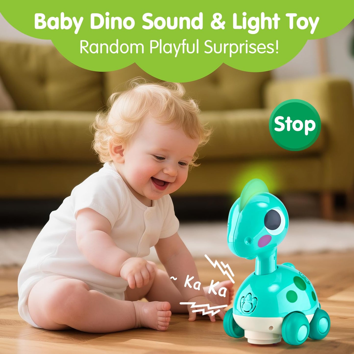 CubicFun Baby Toys 12-18 Months - Touch & Go Musical Light Tummy Time Infant Baby Crawling Toys 12 Months, Toddler Travel Toy for 1 Year Old Boy Birthday Easter Basket Stuffers