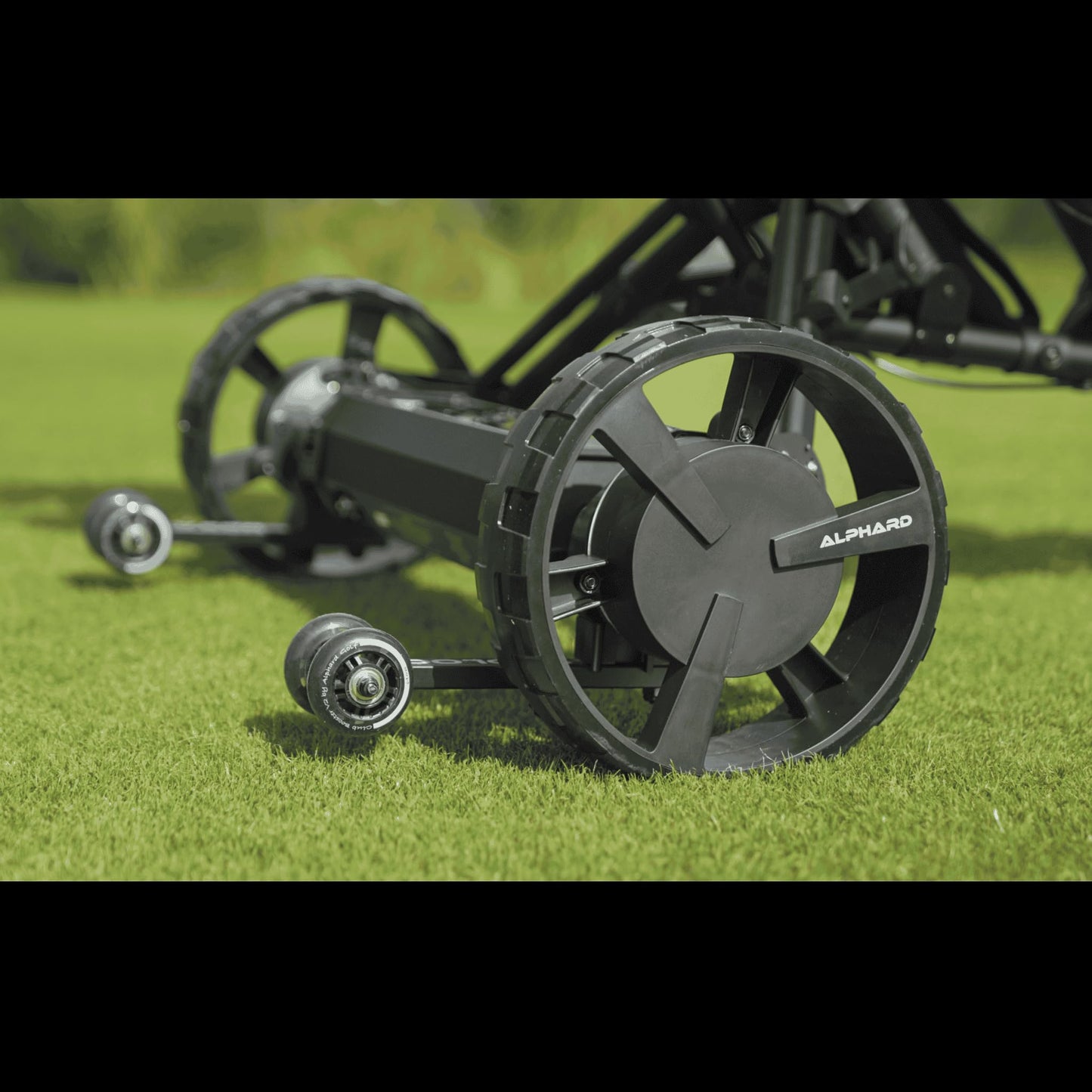 Alphard Club Booster V2Pro – Convert Your Push Cart into a Motorized, Electric Remote-Controlled Golf Caddie (Quad XL/Triswivel/Nitron)- New 2025 V2Pro with Permanently Attached Wheelie Bars (V2BBPRO)
