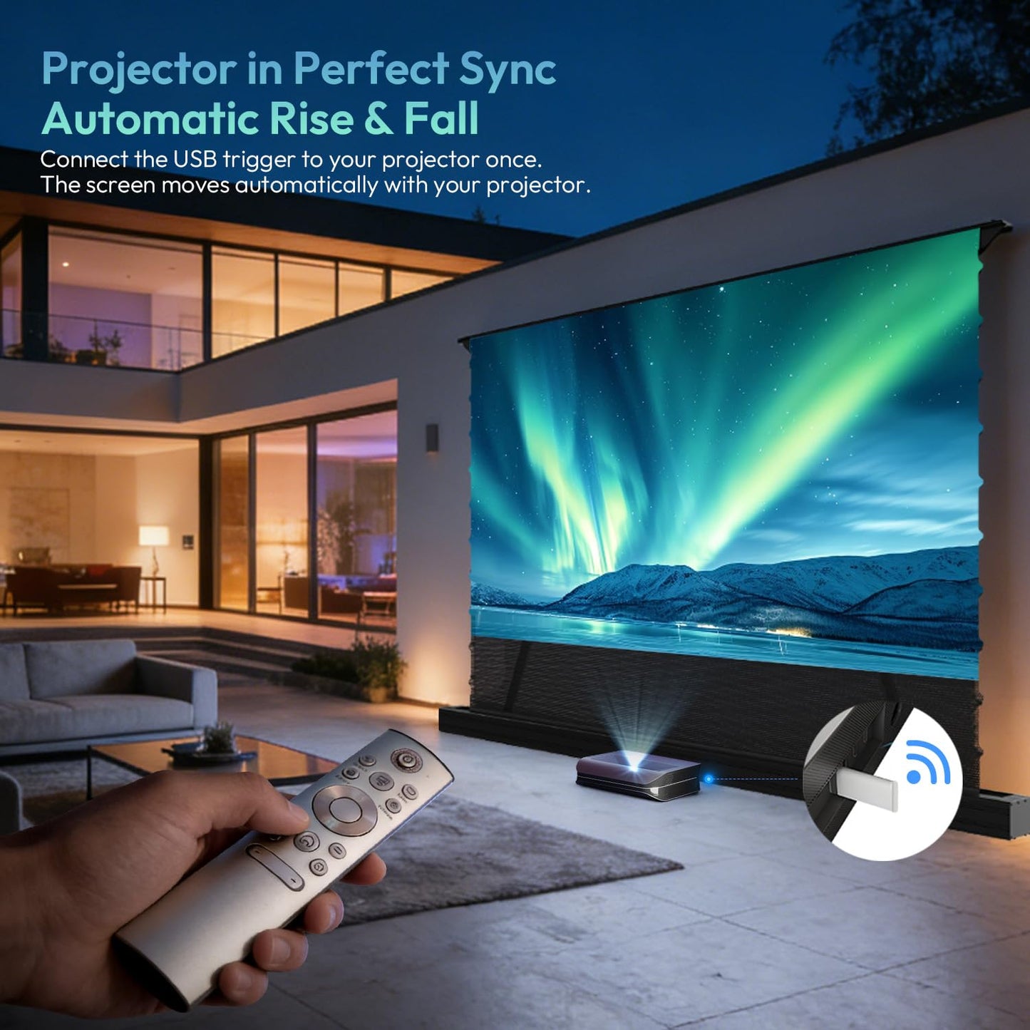 NothingProjector Motorized ALR Screen for Ultra Short Throw Projector, 85% Ambient Light Rejecting, 100 inch, Floor Rising, 4K/8K UHD, Active 3D, Anti Daylight, Electric Retractable Automatic NothPJ