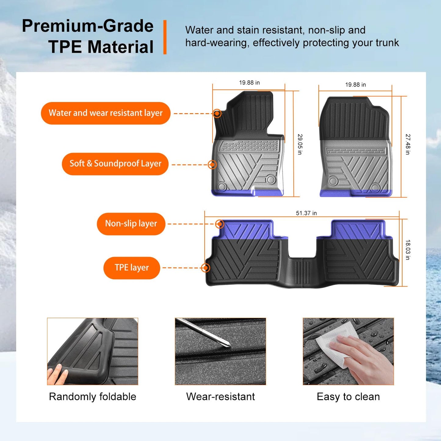 powoq Floor Mats Compatible with 2023-2025 Mazda CX-5 Trunk Mat TPE Backrest Mat TPE Mats Replacement for Mazda CX-5 2023-2025 Accessories(Fit 23-25 CX-5, Rear Cargo Mat+Rear Backrest Mat+Floor Mats)