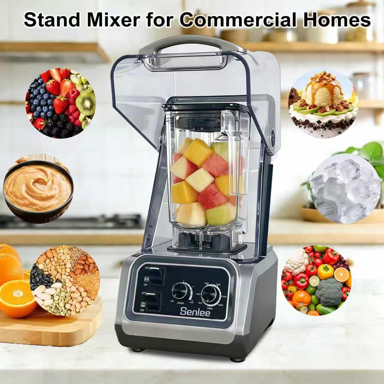 Commercial Blender for Smoothies 2200W With Quiet Shield,80oz BPA-Free Pitcher for Shakes,Self-Cleaning & Ice Crush Pro,6-leaf Stainless Steel Blade,Smoothie & Shake Maker for Restaurants, Kitchens