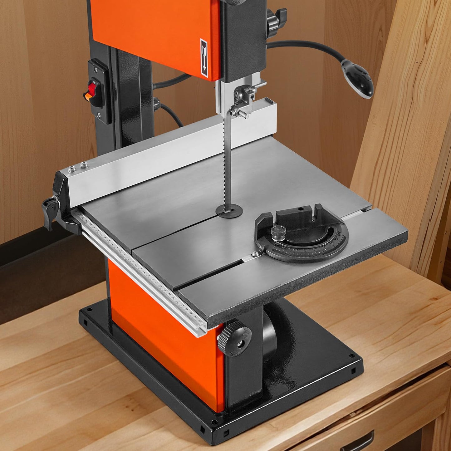 VEVOR Band Saw, 10-Inch, Two-Speed Benchtop Bandsaw with 373W 1/2 HP Motor, 6 in Max Cutting Height, 13.2 x 13.4 in Cast Iron Table, with 360° Work Light, Miter Gauge, Fence, Band Saw for Woodworking