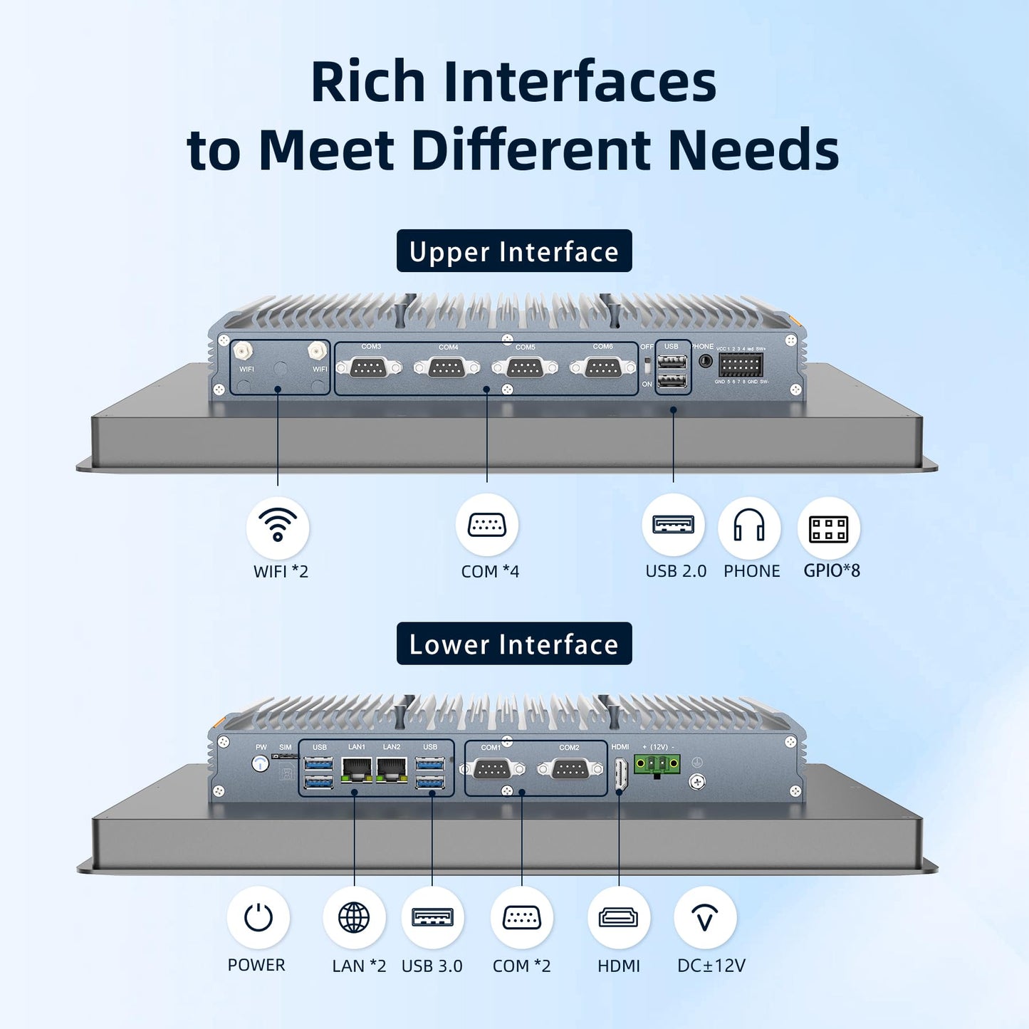 NORQIN 17 inches Industrial Embedded Panel PC,10 Point Capacitive Industrial Touch Screen Panel Computer,IP65 All-in-One Computer,Windows OS,for Kiosk,Factory,Automation (i3-7100U,8GB RAM 256GB SSD)