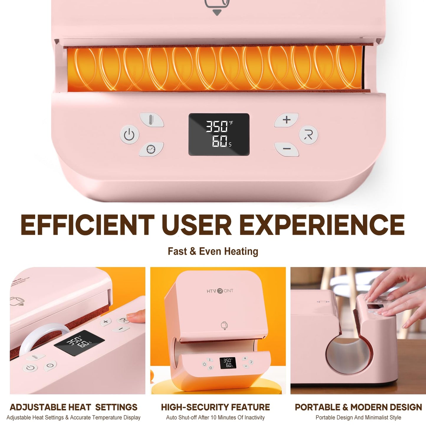 HTVRONT Auto Heat Press Machine for T Shirts, Auto Tumbler Heat Press, Pink