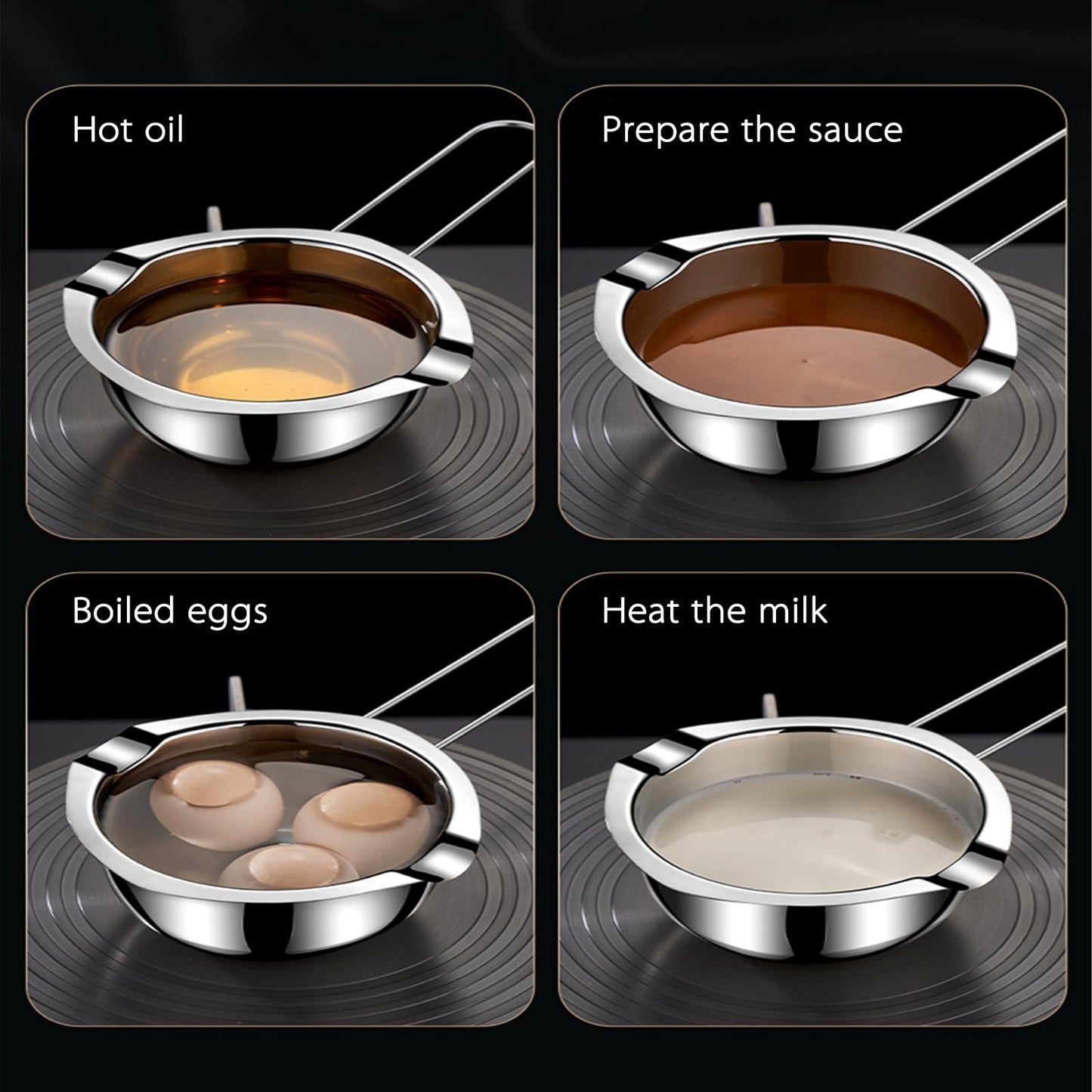 CKHNX Cast Iron Yuanbao Pot Double Handle Wok Combo, Multi-Use Dutch Oven Cookware Set for All Stoves, Home & Camping Cooking (10‘’ 3-Piece Combo)
