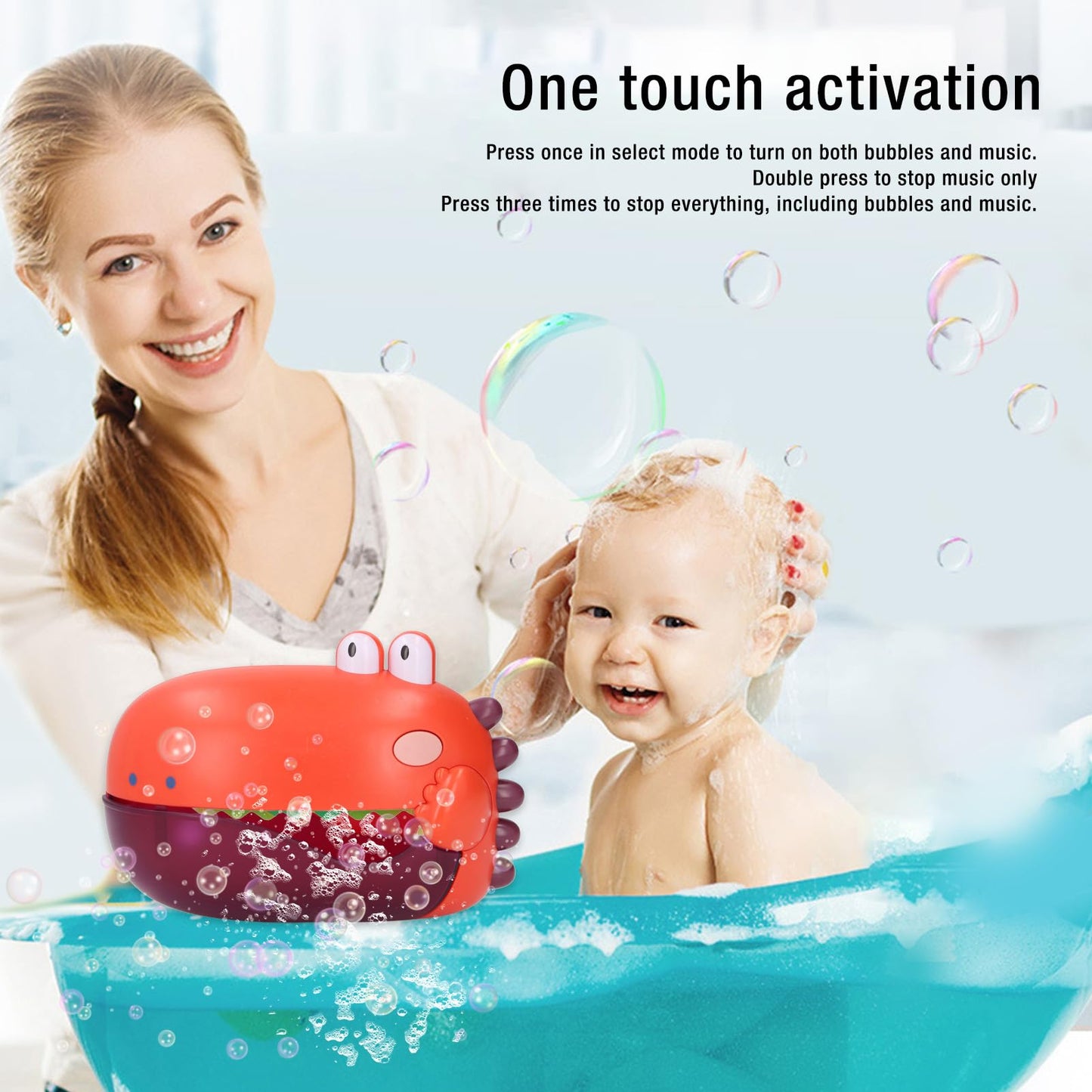 Keenso Bubble Machine Bath Toy, Baby Bath Toy Bubble Blower Machine Automatic Bathtub Maker with Music for Bathroom (Orange