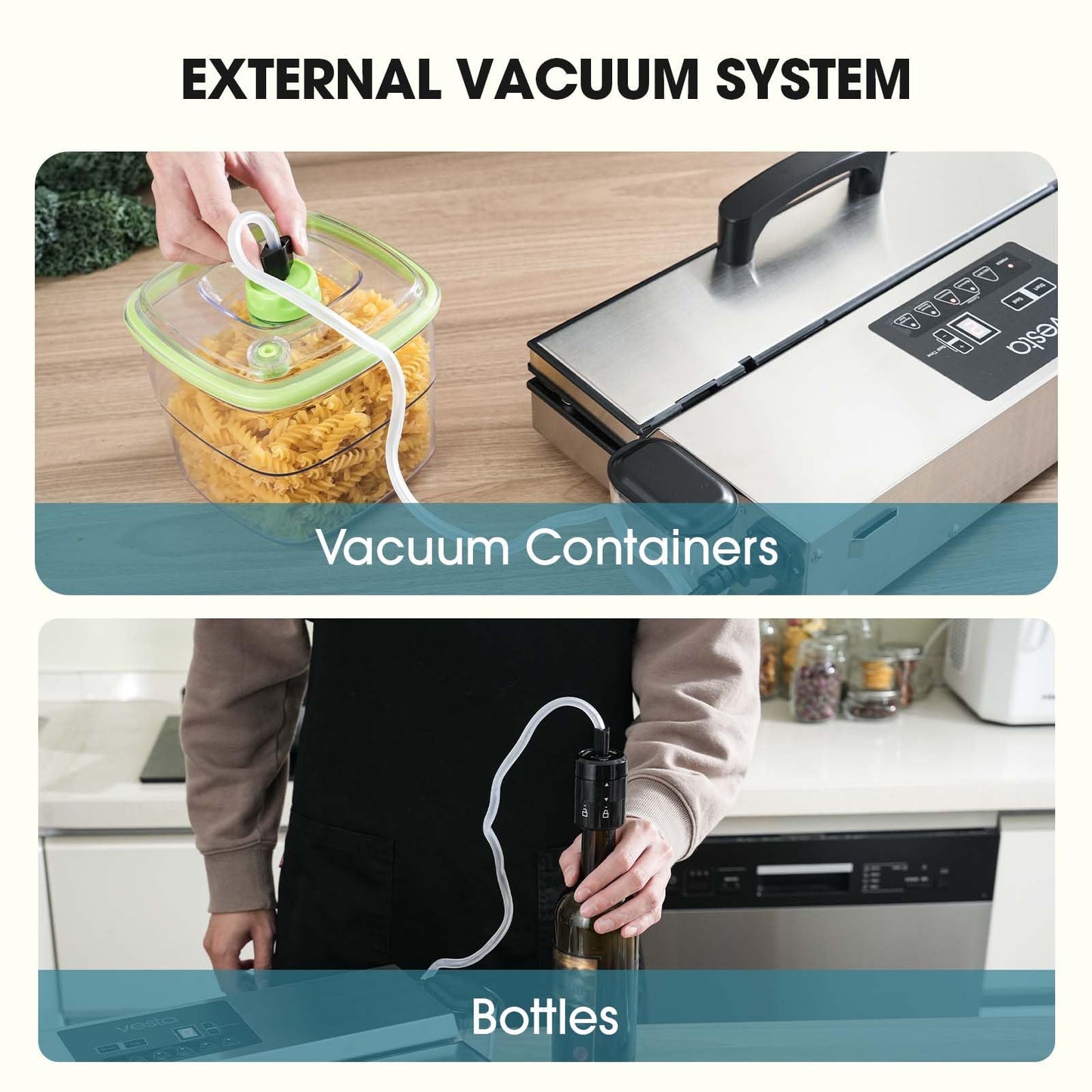 Vesta Precision 16'' Commercial Vacuum Sealer Machine for Moist Foods, 95kPa Heavy Duty Meat Sealer with Dual Vacuum Pumps & Auto Cooling, Adjustable Sealing and Vacuum Time Control, Stainless Steel
