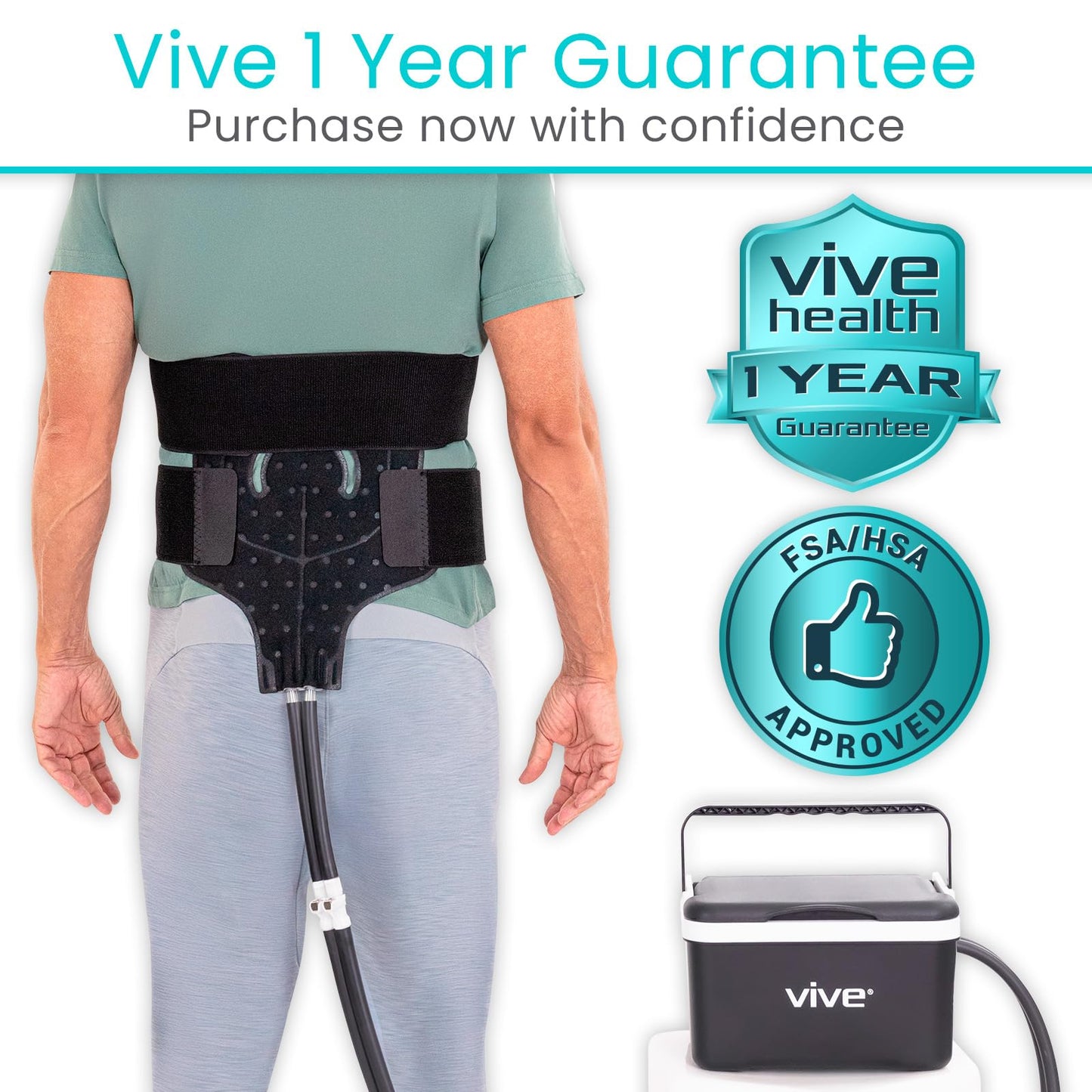 Vive Ice Therapy Machine for Knee & Shoulder - After Surgery Cold Therapy for Knee Hip Replacement, Rotator Cuff Injuries - Post Surgery Medical Cryotherapy System - Cooling Cryo Cuff (Black)