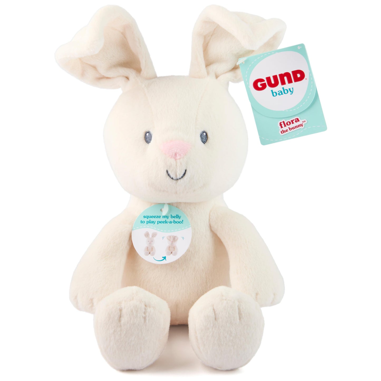 GUND Baby Peek-a-Boo Flora Bunny Plush, Bunny Rabbit Stuffed Animal, Baby Toy for Ages 0 and Up, Cream, 7" (Batteries Not Required)