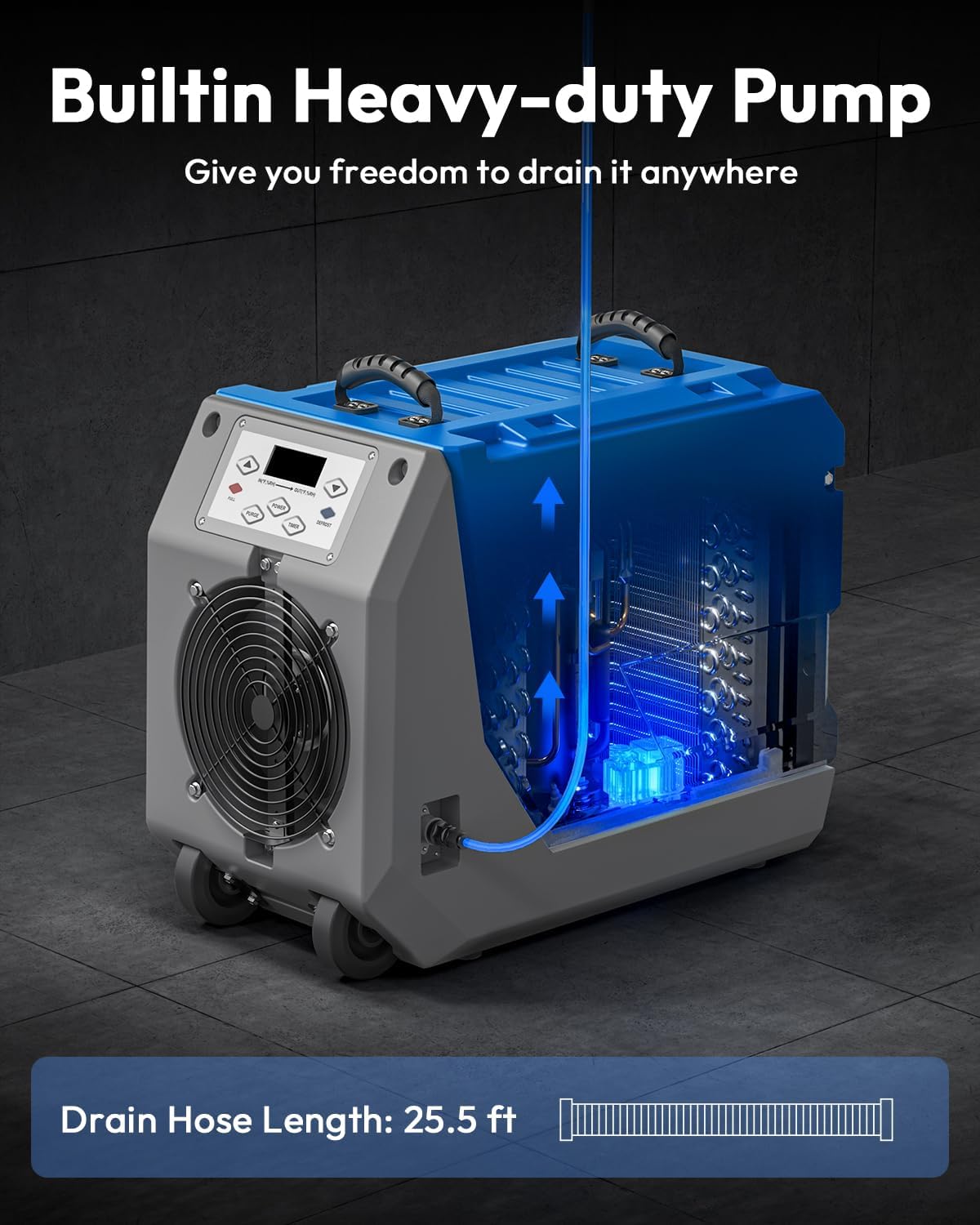 LUKO 180 PPD Commercial Dehumidifier with Pump, Crawl Space Dehumidifier with Continuous Drain Pump, Industrial Strength for Large Spaces, Basement, Post-Flood Drying, 5 Years Limited Warranty