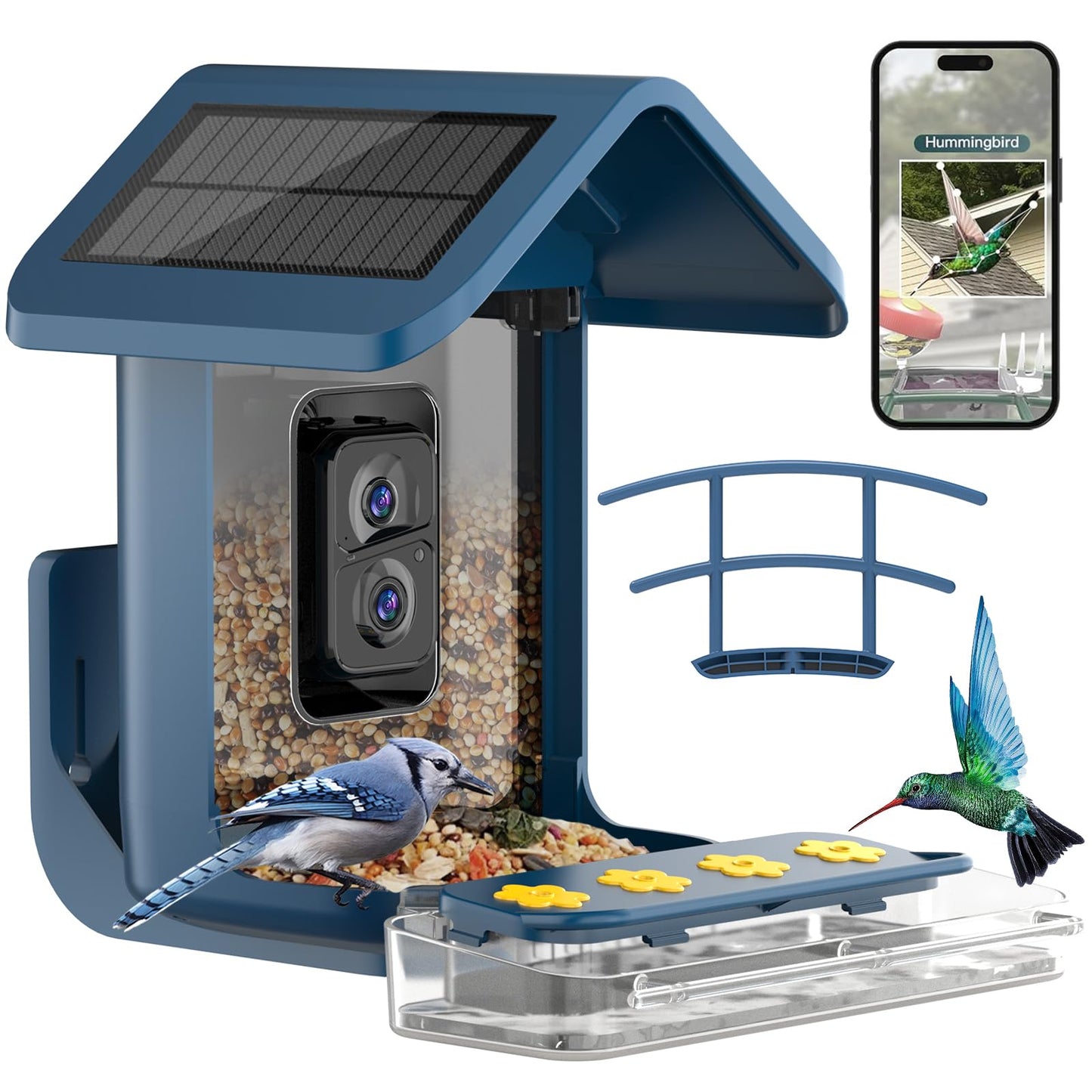 Bird Feeder with Camera Solar Powered : Smart Camera Bird Feeder 2K Live Feed Cam for Outdoor Backyard - Ai Identify Auto Capture Videos Pictures, Gifts for Birdlover Mom Dad, 2.5GHz WiFi