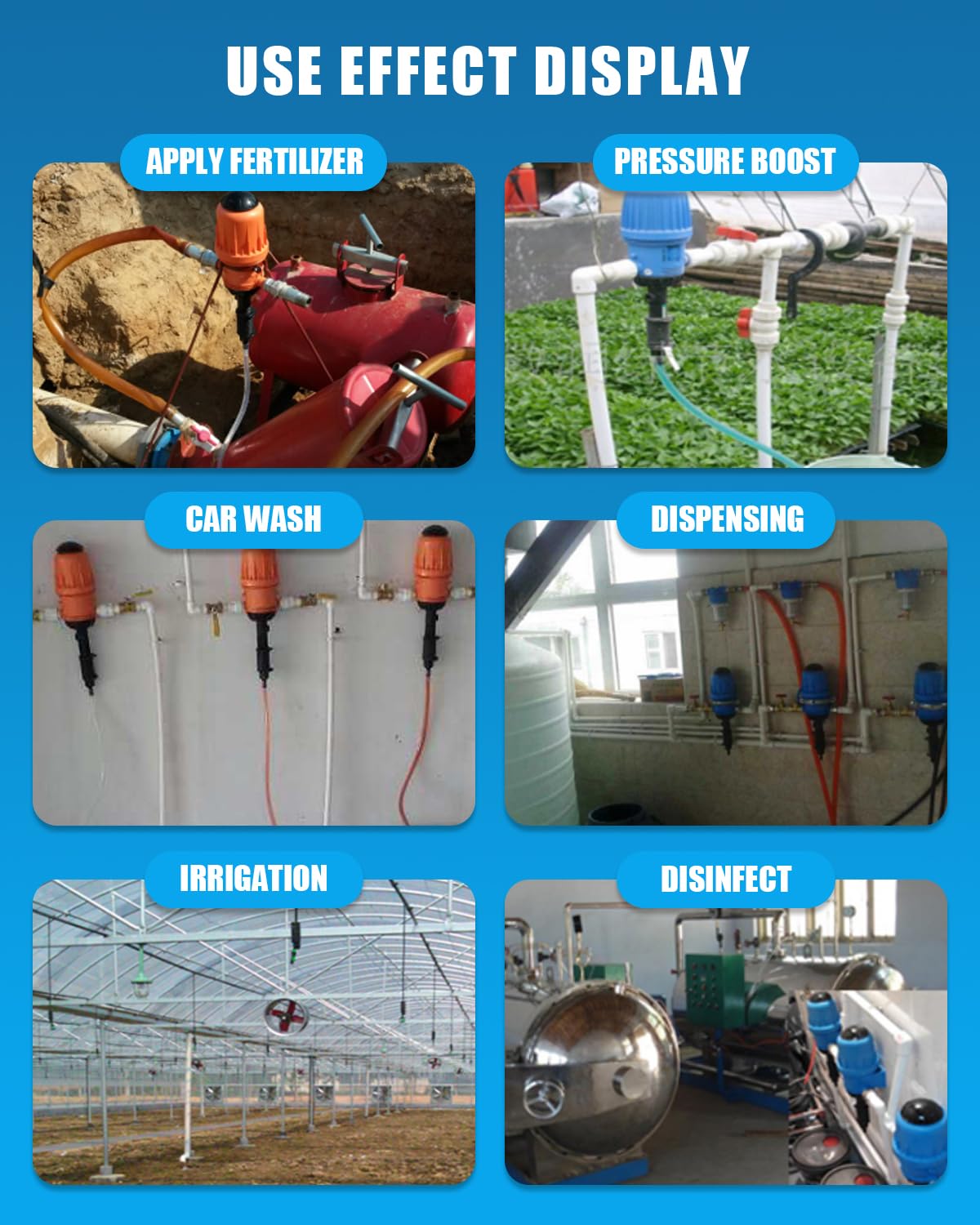 NEWTRY 0.4-4% Fertilizer Injector for Drip Irrigation, 0.09-11 GPM Dosing Pump, Adjustable Water Powered Liquid Dispenser with 3/4’’ NPT for Garden, Greenhouse, Farm, Grow Tent, Orange