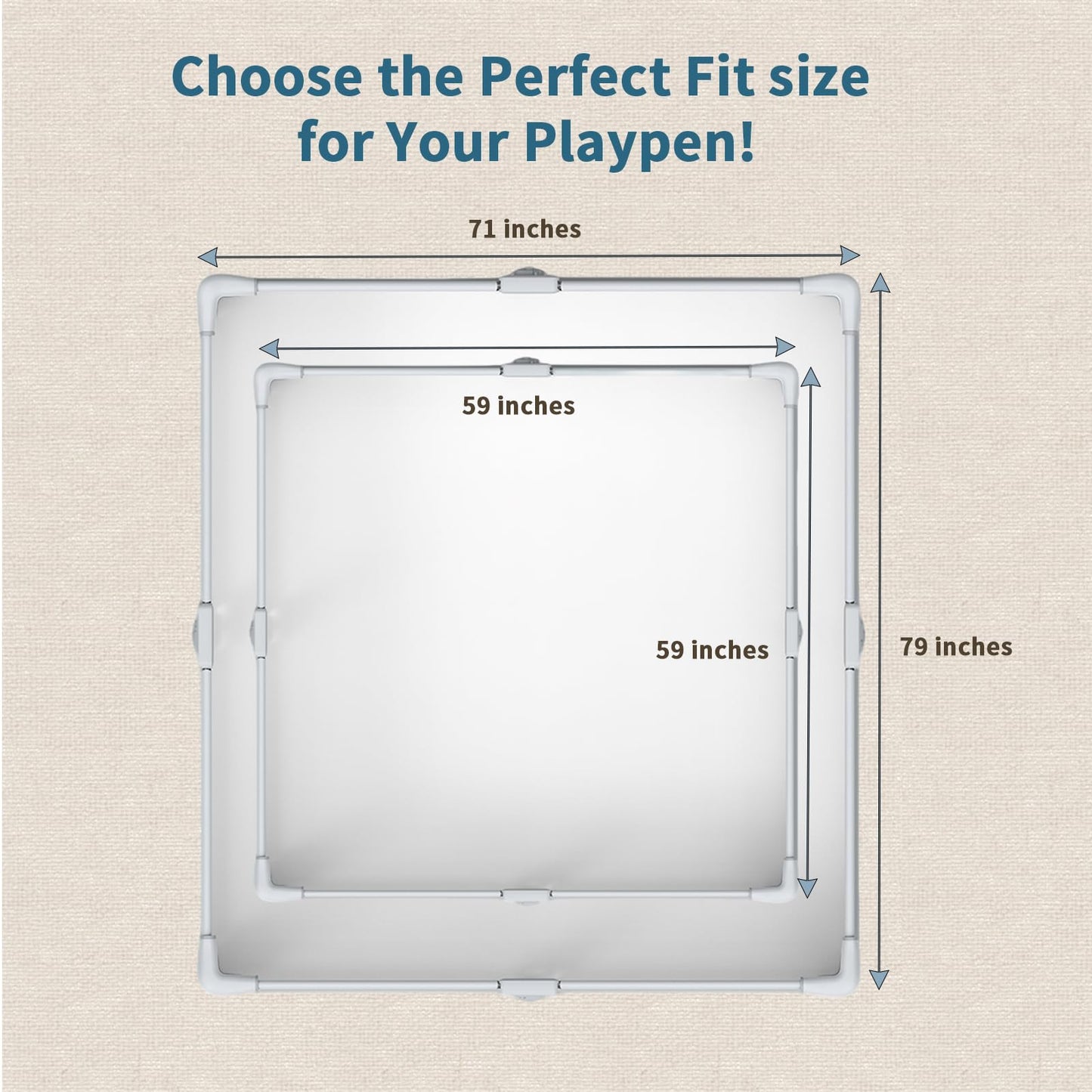 Baby Playpen Portable, Pre-Assembled Play Pen 71x79 Large Foldable Playpen for Babies and Toddlers, Sturdy and Safe Toddler Play Yard Indoor Outdoor with Carry Bag, Grey