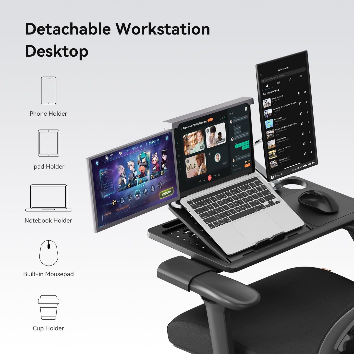 Newtral Office Chair Ergonomic - Home Office Desk Chair, Back Pain Chair with Auto-Following Lumbar Support, 4D Armrest, Seat Depth and Height Adjustable