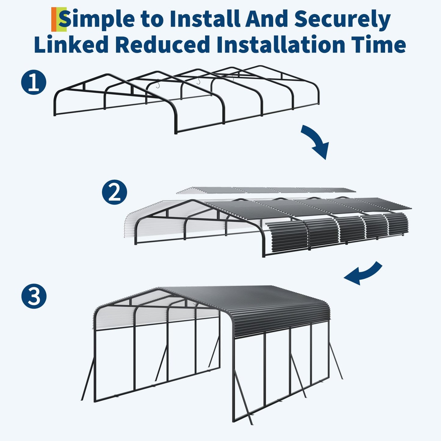 GAOMON Metal Carport, Carport with Reinforced Base and Galvanized Steel Roof, Heavy Duty Garage Car Shelter Shade, Outdoor Car Port Canopy for SUV, Truck, Boats, 12x20 FT