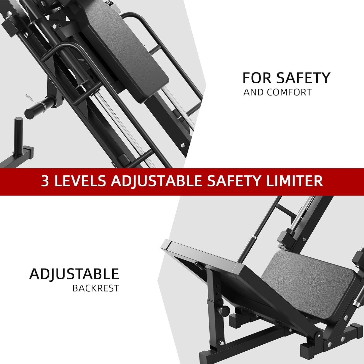 Fitvids Leg Press Hack Squat Machine, Plate Loaded Adjustable Leg Press Machine, Hack Squat Machine with Weight Storage Posts Home Gym, 1100 LB Capacity