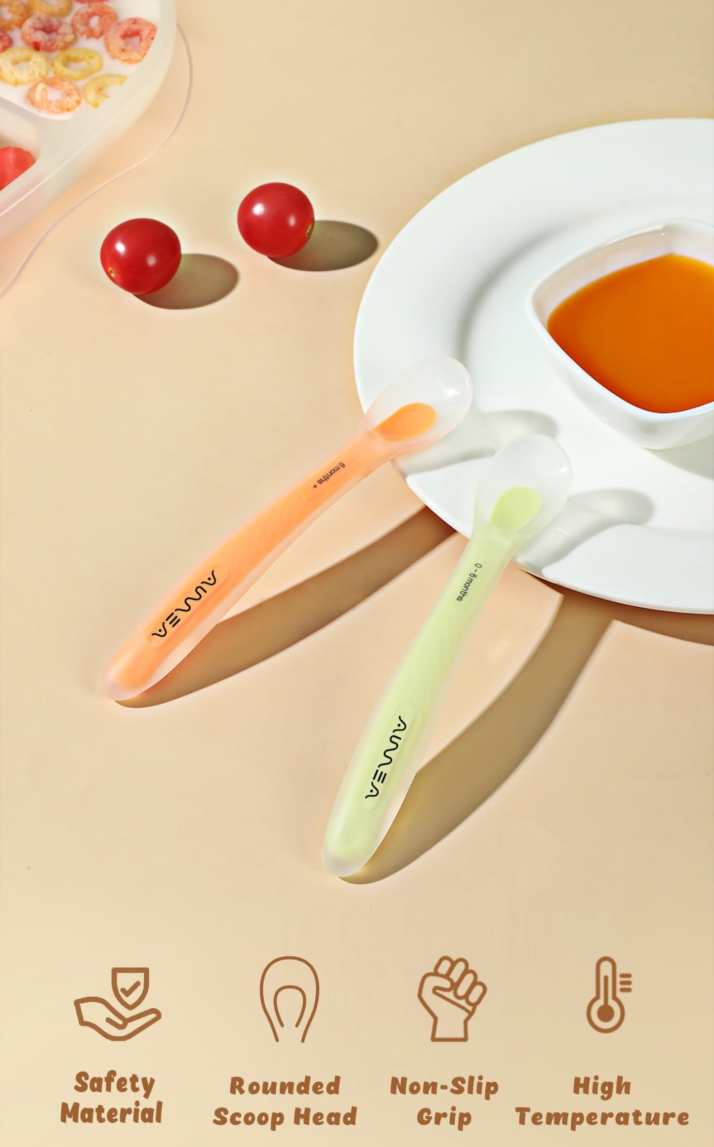 Aurrea Baby teethers for Babies 3-6 Months with Baby Spoons The First Stage Feeding, Foods Spoon Set with Travel Case