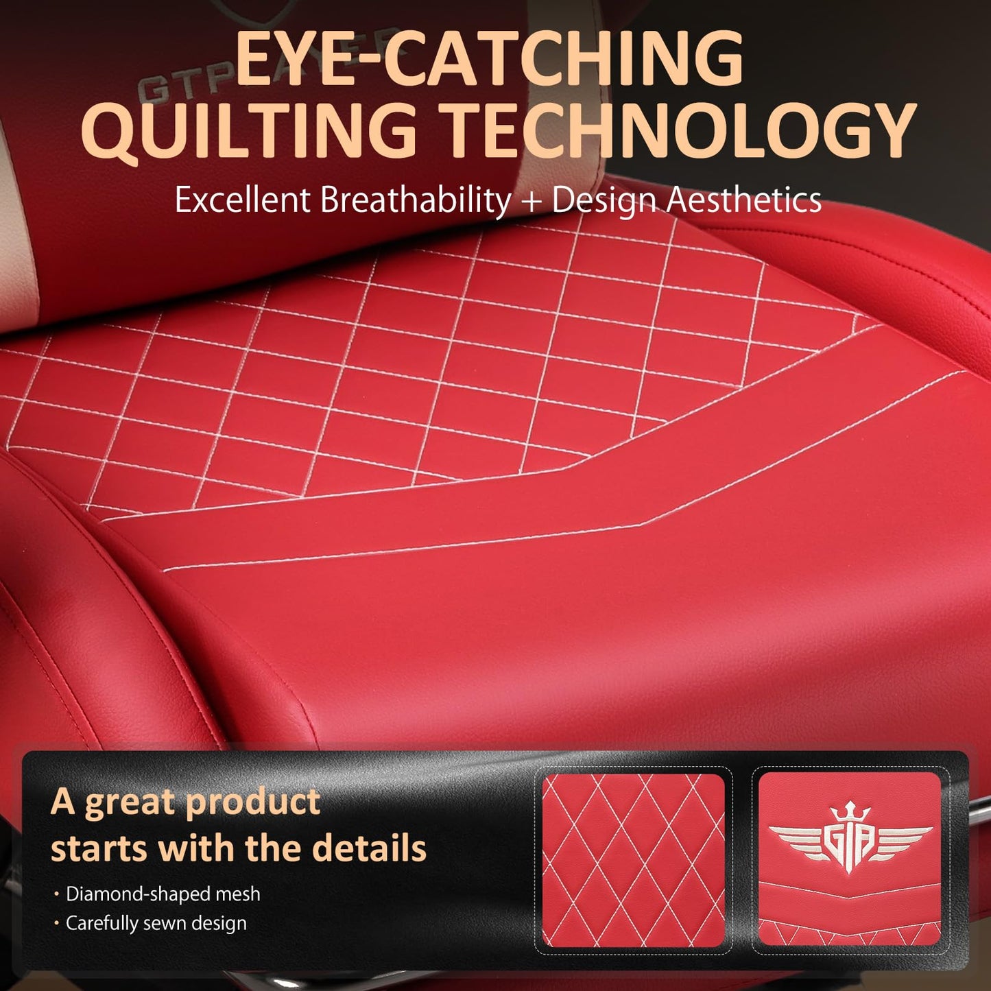 GTPLAYER Gaming Chair with Footrest, Big and Tall Game Chair High Back Computer Office Chair with Lumbar Support for Adults, Ergonomic Swivel Games Chair with Cushion Gaming, Leather Red
