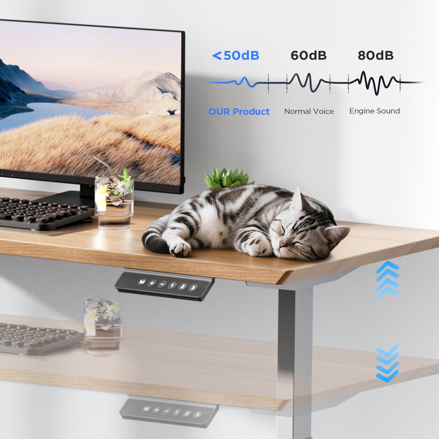 ZTTEN Dual Motor Electric Standing Desk Frame - 300 lbs Heavy Duty, 3 Memory Height Presets - Sit Stand Desk Frame, Computer Height Adjustable Desk Legs & Base for 43.3"-63" Desktop, White Frame Only