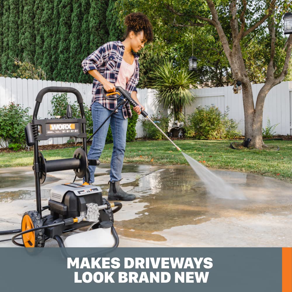 Worx 13 Amp Electric Pressure Washer 2200 PSI with Rolling Cart and 4 Nozzles -WG607