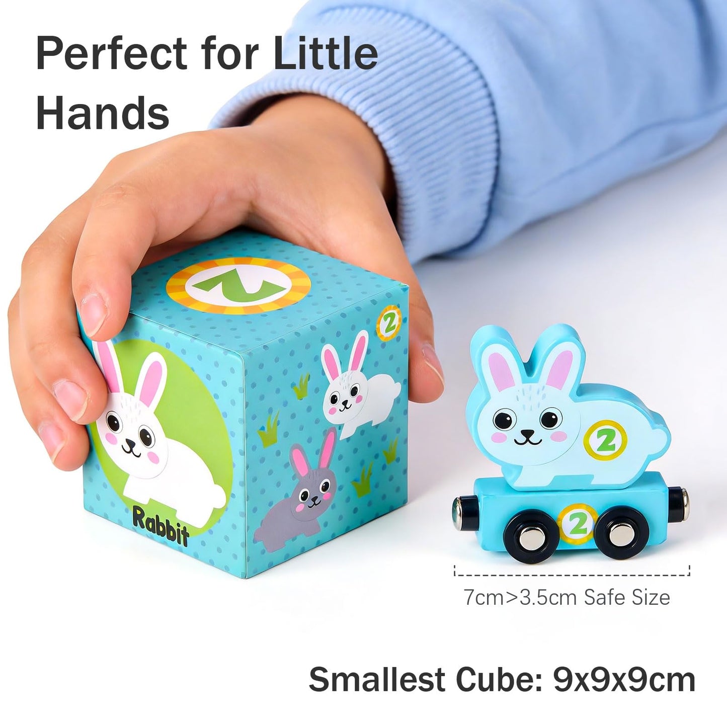 Atoylink Stacking Blocks Nesting Toys with Magnetic Animal Train, 6 Farm Cubes Number Learning Set for Toddlers 18M-6Y, Montessori Educational Counting Toy for Boys Girls, Safe Non-Toxic Kids Gift