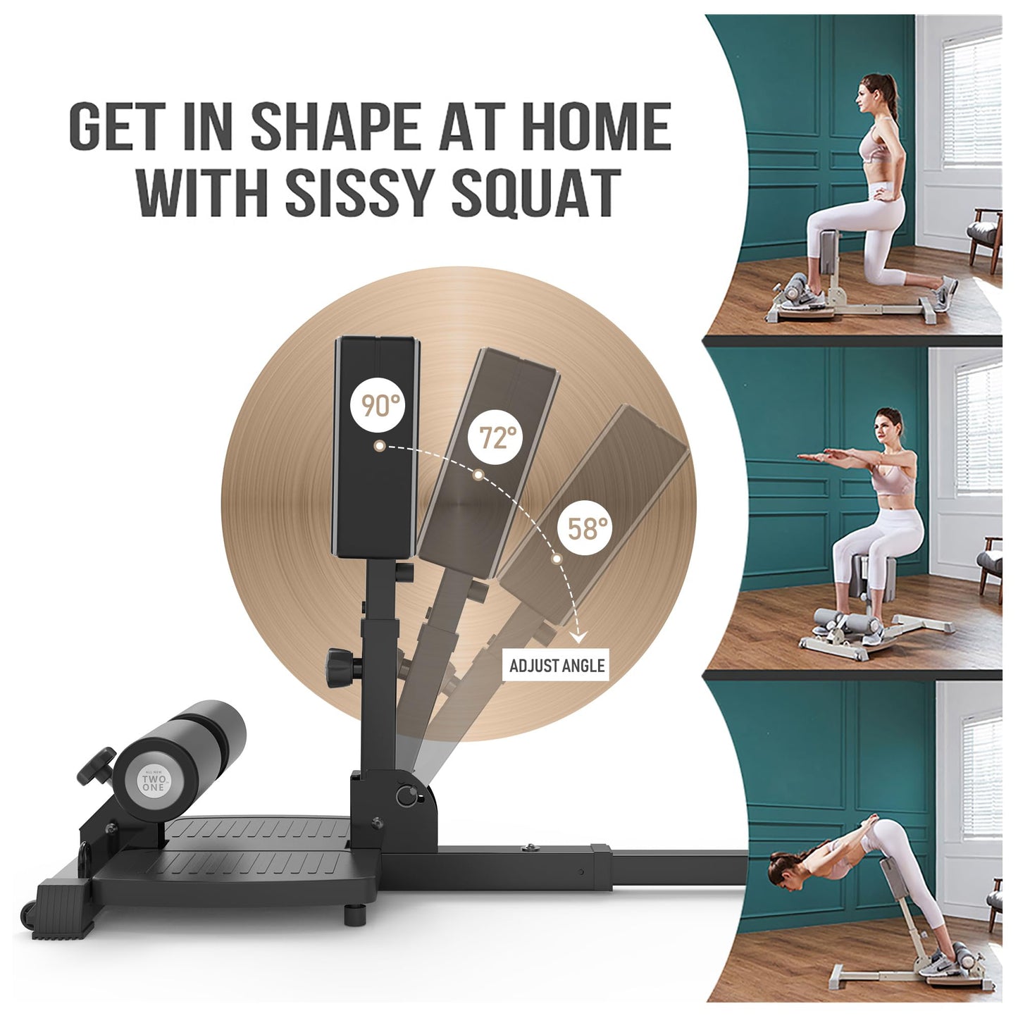 leikefitness Sissy Squat Machine, Deluxe Multi-Function Deep Sissy Squat Bench Workout Station, Leg Exercise Machine for Home Gym (Black-8300)