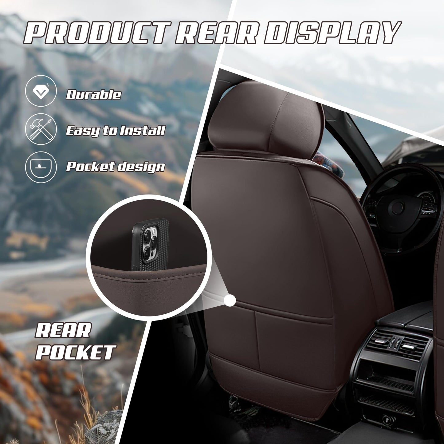 ACDY Car Seat Covers Fit for Honda 2000-2026, Stylish Sport Seat Covers, Waterproof Wear-Resistant Premium Nappa Leather Car Seat Covers.(2 Pcs Front/Coffee Color)