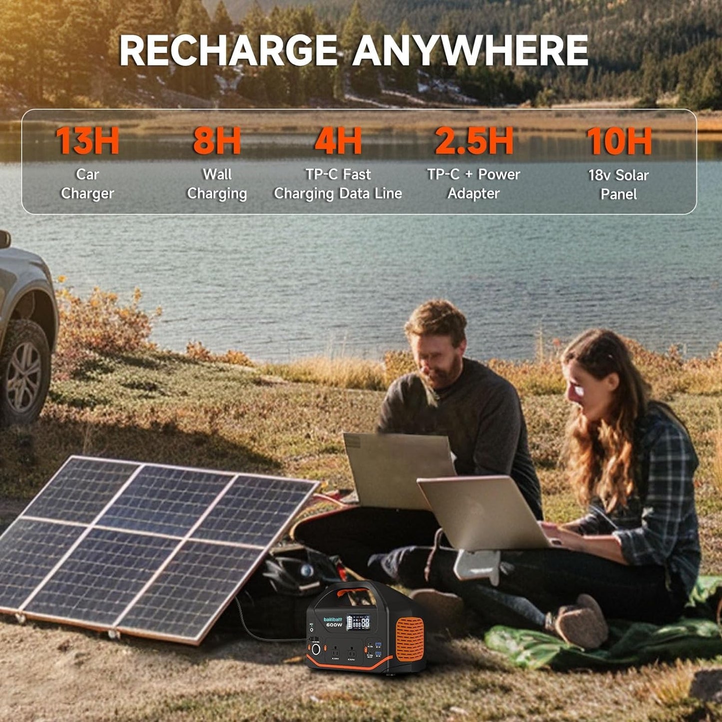 Portable Power Station 600W 293Wh Camping Lithium Battery, Portable Generator for Home Use Emergency Power Station Backup Travel Outdoor 100W PD & 120V Pure Sine Wave AC Outlet