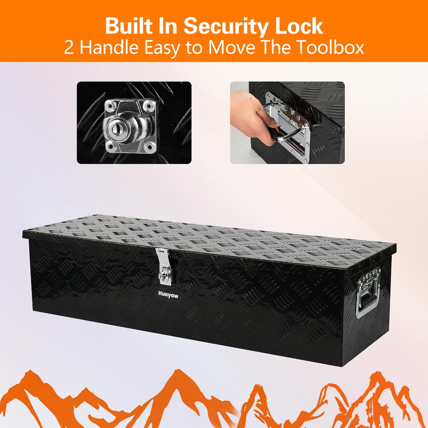 Aluminum Truck Tool Box, Heavy Duty Waterproof Truck Storage Organizer, Pickup Truck Bed RV Trailer with Side Handle, Lock and Keys (Black, 39-INCH)