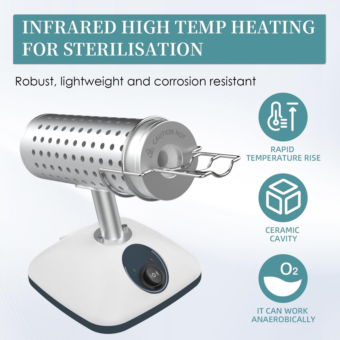Lab DS-900 Infrared Sterilizer Autoclave Sterilizers Two Adjustable Heating Temperatures 400°C/825°C for Scalpel Needle Inoculating Loop Vaccination Ring,110V 150W