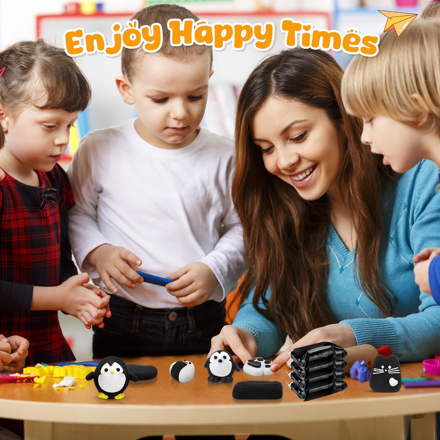 VioraWhite 72 Pcs 38oz Air Dry Clay Bulk Modeling Magic Ultra Lightweight Foam Modeling Clay for Kids Adults DIY Gifts Party Arts Crafts and School Project Supplies(Black)