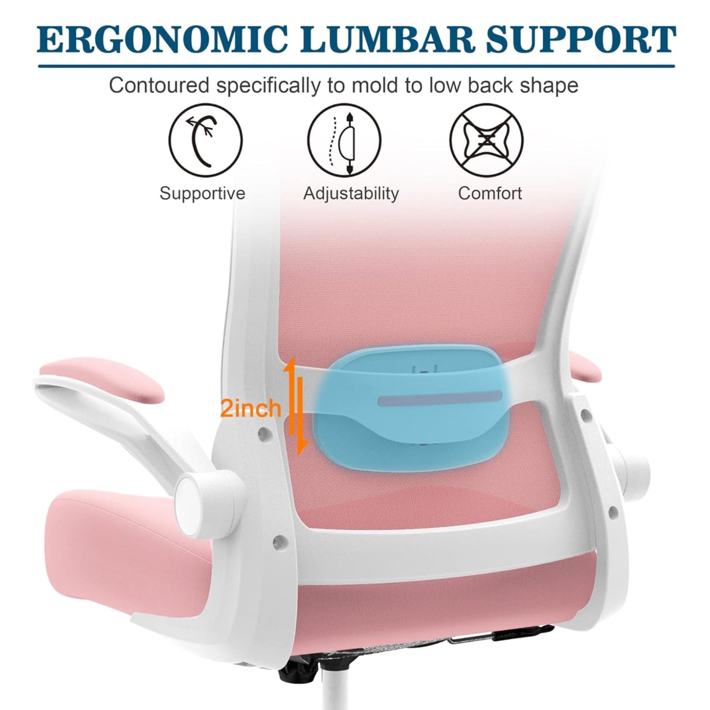 Mimoglad Office Chair, High Back Ergonomic Desk Chair with Adjustable Lumbar Support and Headrest, Swivel Task Chair with flip-up Armrests for Guitar Playing