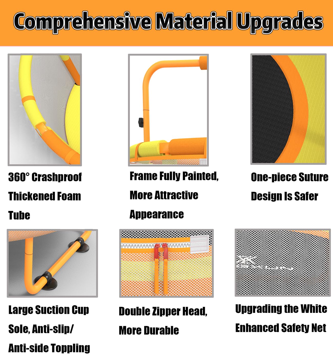 LANGXUN 60" Trampoline for Kids, 5ft Toddler Mini 6-in-1 Trampoline Indoor Outdoor with Swing, Basketball Hoop, Dart Board, Rings, Christmas Toys Birthday Gifts for Girls Boys