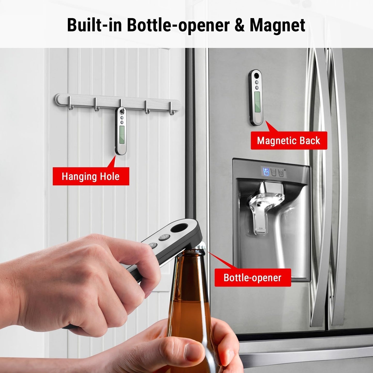 BERHUTJ Rechargable Waterproof Backlight 2 in 1 Folding Wired Probe Digital Kitchen Cooking Oven BBQ Meat Thermometer