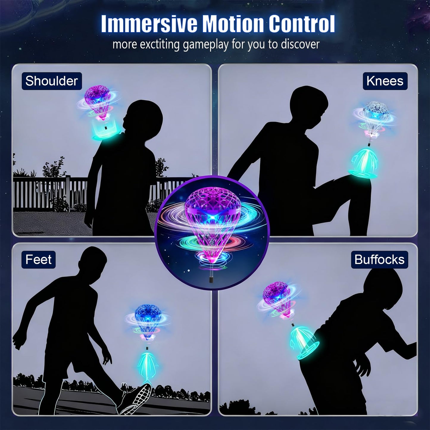 TrysGame 2025 Cosmic Globe,Hover Orb Toy with 3D Flips, Rechargeable Floating Spinner for 6 7 8 9 10 11 12 Years Old Boy&Girls Indoor/Outdoor (Purle)