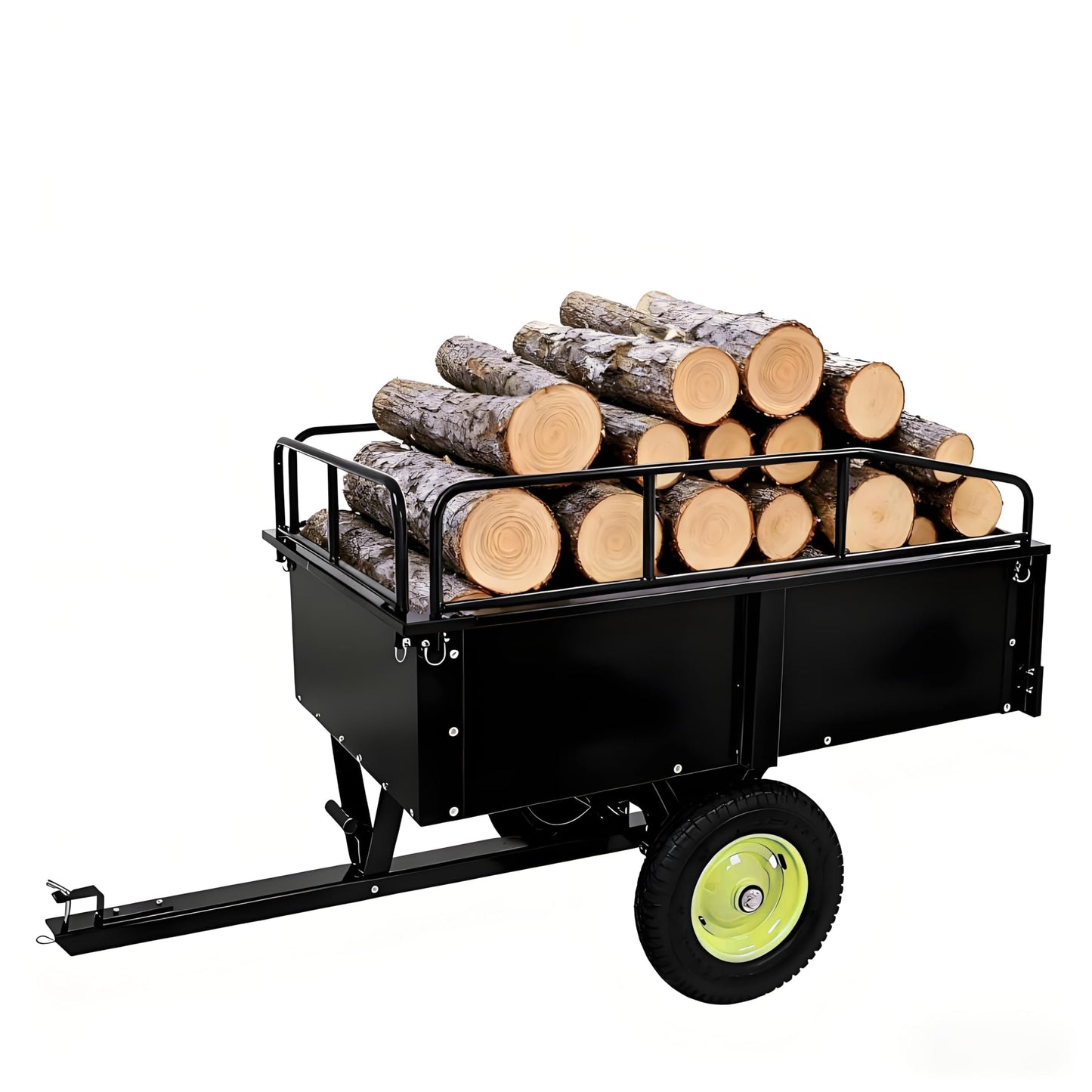 GarveeLife Utility Trailer, ATV Steel Garden Trailer, 750 LBS 15 Cu.Ft. with Removable Sides, Pneumatic Tires and Quick Dump Pull Back, Heavy Duty Lawn Mower Trailers for Lawn Mowers, Tractors, Farm
