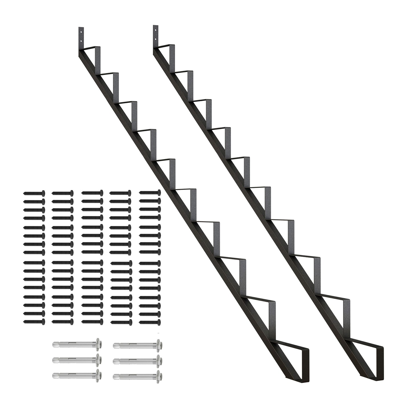 CCBOYSHARDWARE Steel Stair Stringer 10 Step, Metal Stair Riser with Pre-drilled Holes for 81in Deck Height, Heavy Duty Outdoor Steps, Max Load 500lbs,2 Pcs