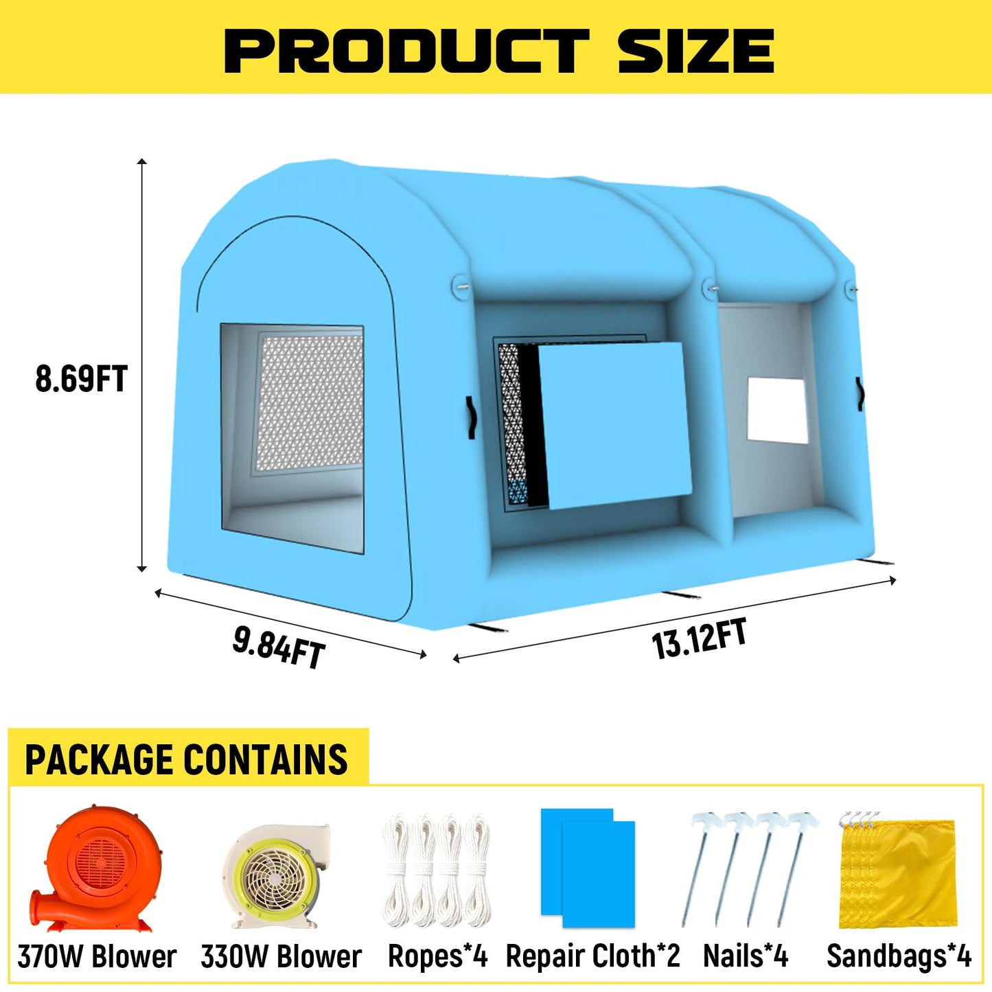 Inflatable Paint Booth,13x9.8x8.7FT Portable Paint Booth Tent with Blower,Inflatable Spray Booth for Painting DIY Car Truck Motorcycle Furniture Parts Paint Renovation,Parking Workstation