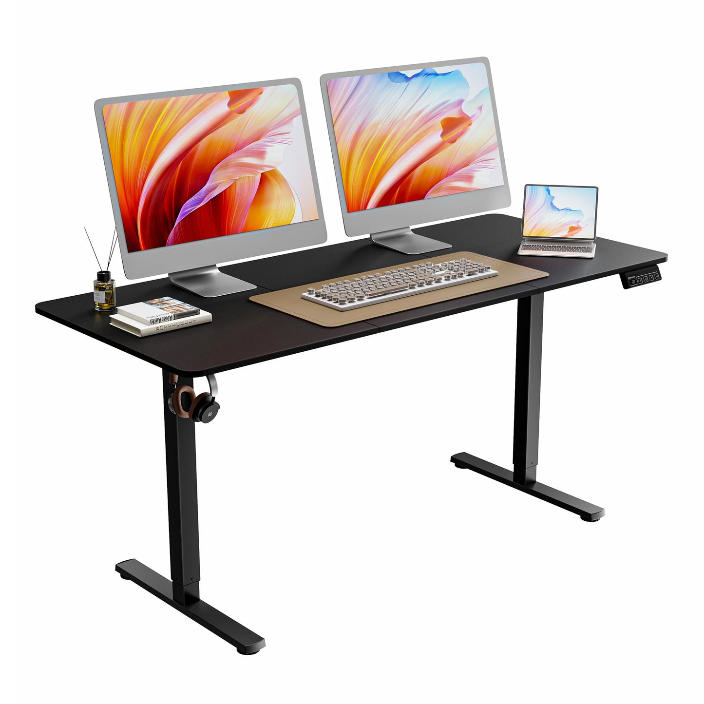 ERGOMAKER 63" Electric Standing Desk, Adjustable Height, Sit Stand Up Desk for Home Office & Computer Workstations, Memory Controller, Black