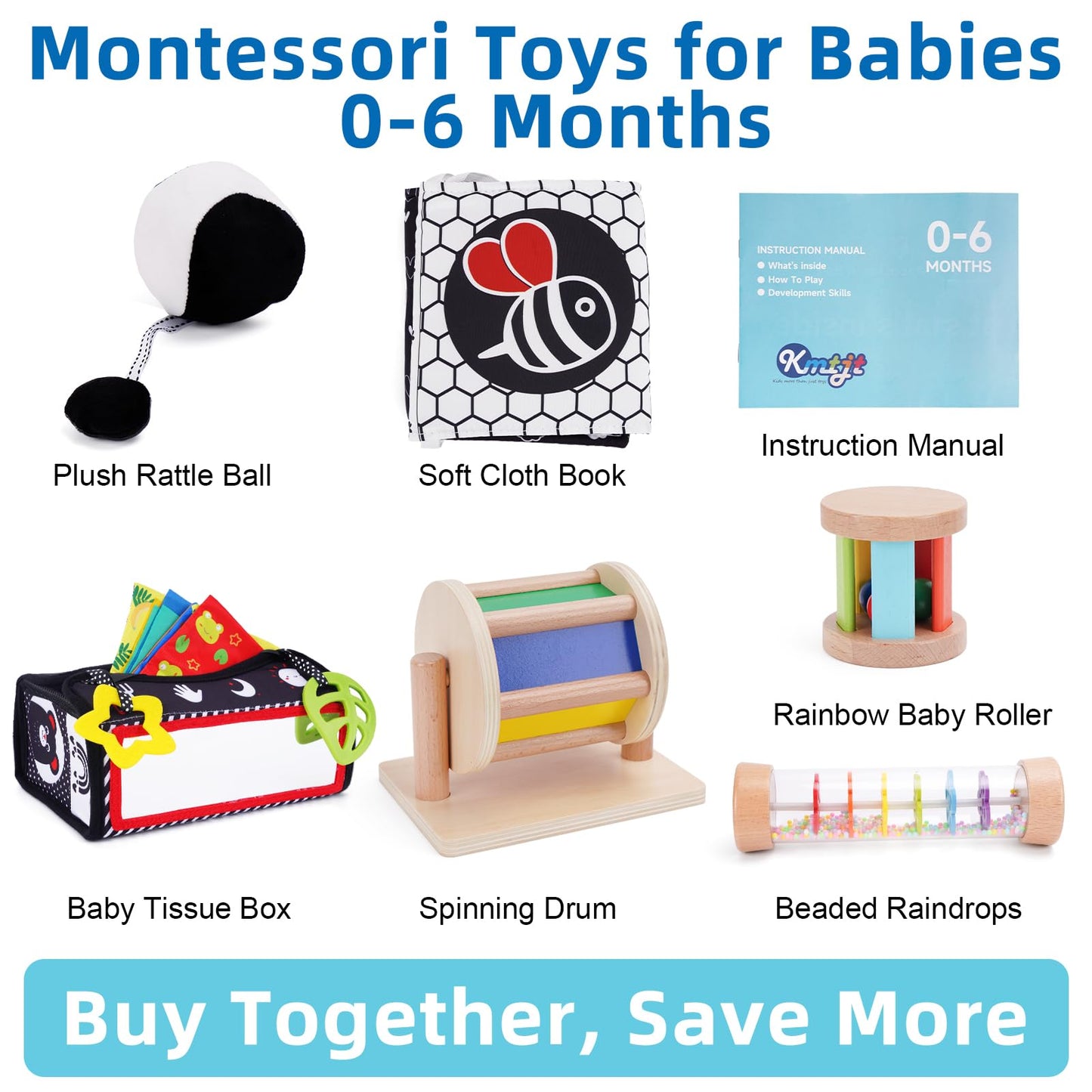 KMTJT Montessori Toys for Babies 0-6 Months | Learning Educational Box Wooden Toys for Baby Infant Newborn Toys 0-6 Months | 1st First Birthday Gifts for 0 6 12 18 Months Boys Girls