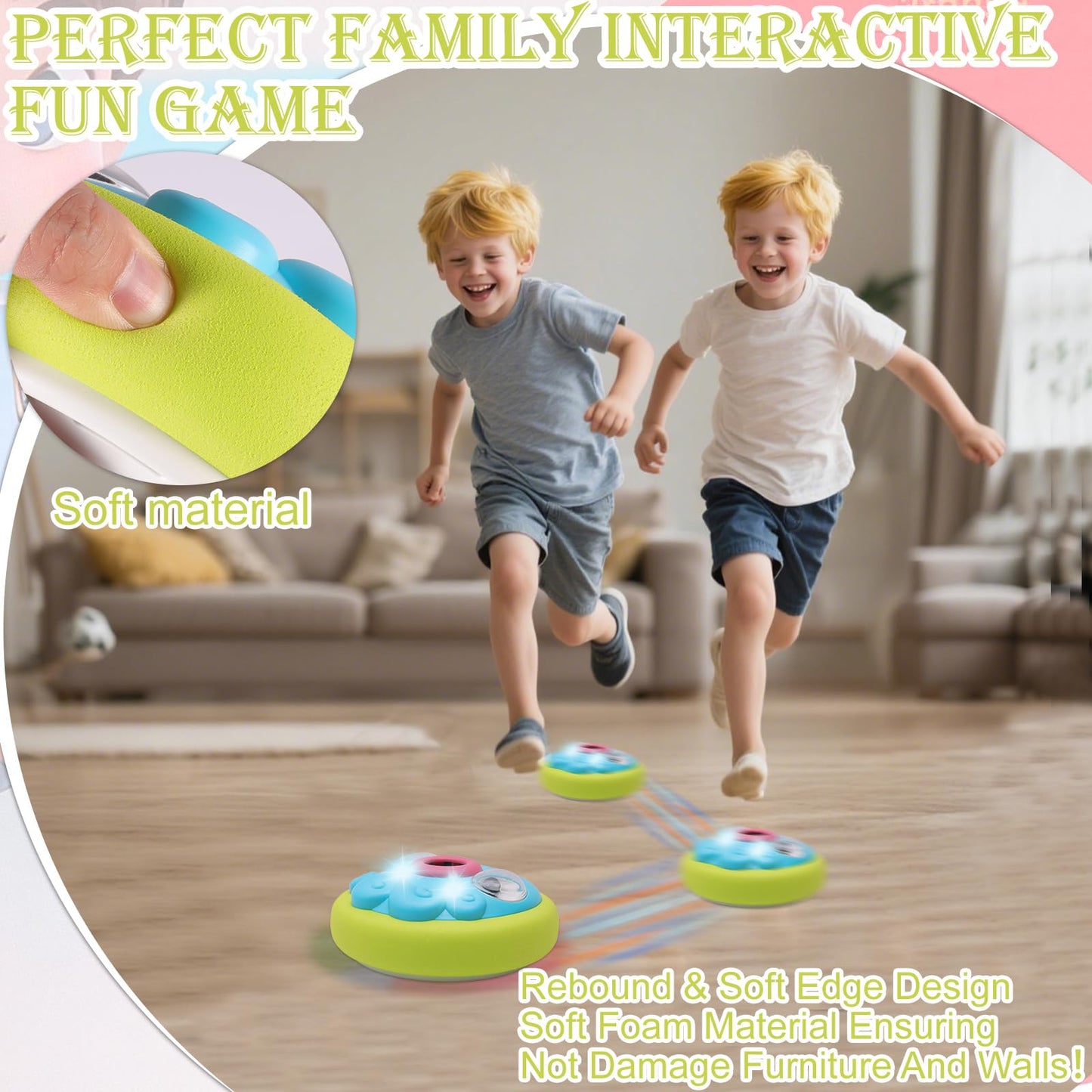 Hover Soccer Ball for Kids,Rechargeable Air Floating Football,LED Lights,Soft Foam Bumpers,Octopus,Christmas Birthday Gifts,Indoor Outdoor Toy Games for Boys girls Age 3+4,5,7,9,10,11 Year Old,6-8-12