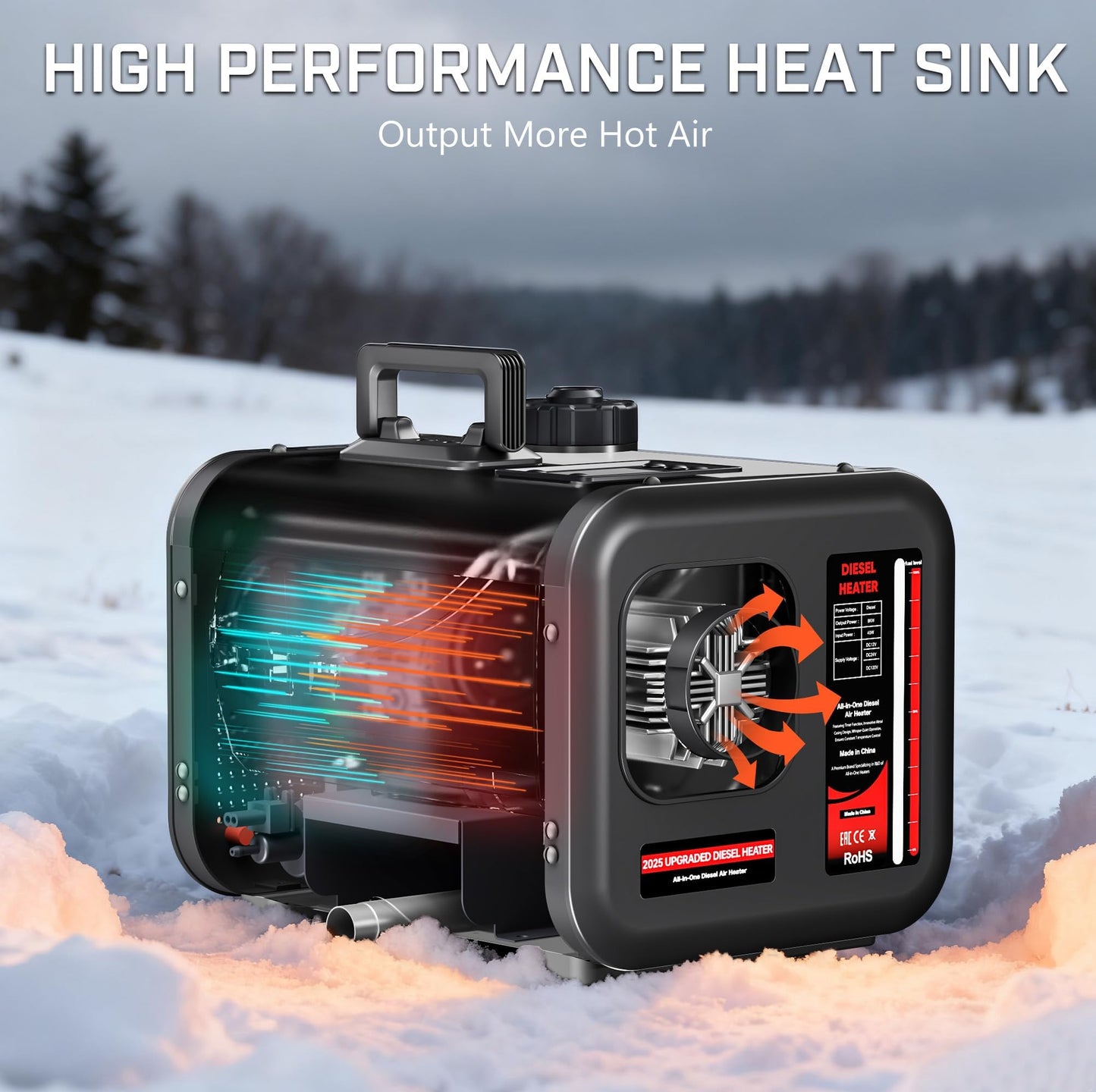 Dkenicor 7L Diesel Heater 240V/110V/12V/24V, All-in-One 8KW Diesel Air Heater with LCD Monitor & Remote Control(without battery), Fast Heating for Tents, Cars, RVs, Trucks, Campers, Trailers,White