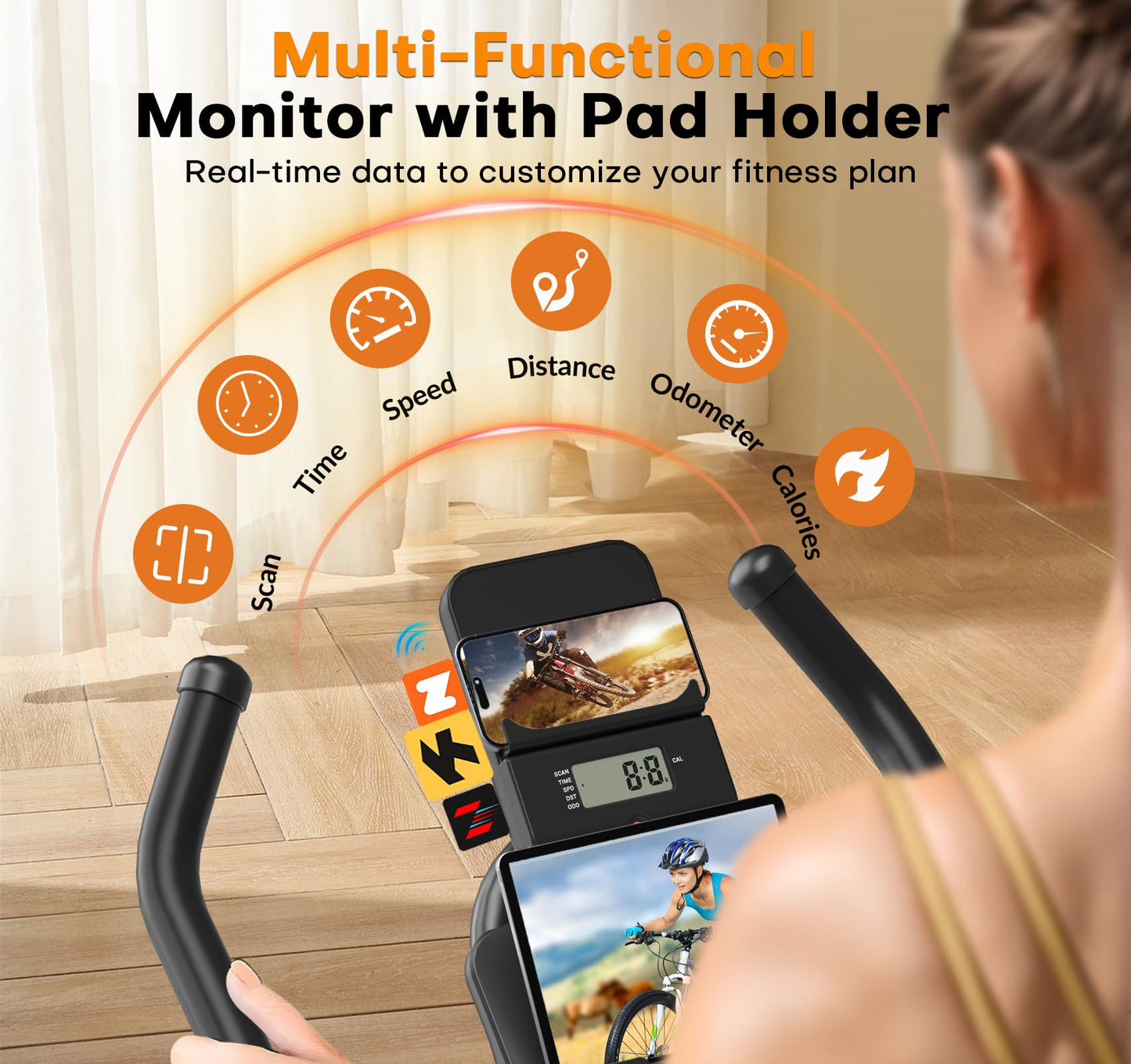 Exercise Bike, Silent Magnetic Resistance Stationary Bike for Home with App Compatible, Indoor Cycling Bike with Anti-Slip Mat, 350lbs Weight Capacity Upgraded Seat with Digital Monitor &Tablet Mount