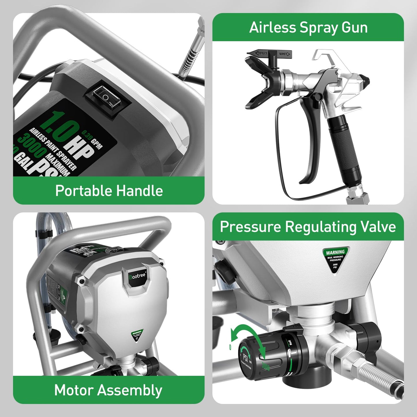 Airless Paint Sprayer, High-Pressure Electric Paint Spray Gun with Extension Rod, Thinning-Free Professional Painting Tool for Interior/Exterior Walls, Fences, Ceilings, Cabinets (Mecha Style)